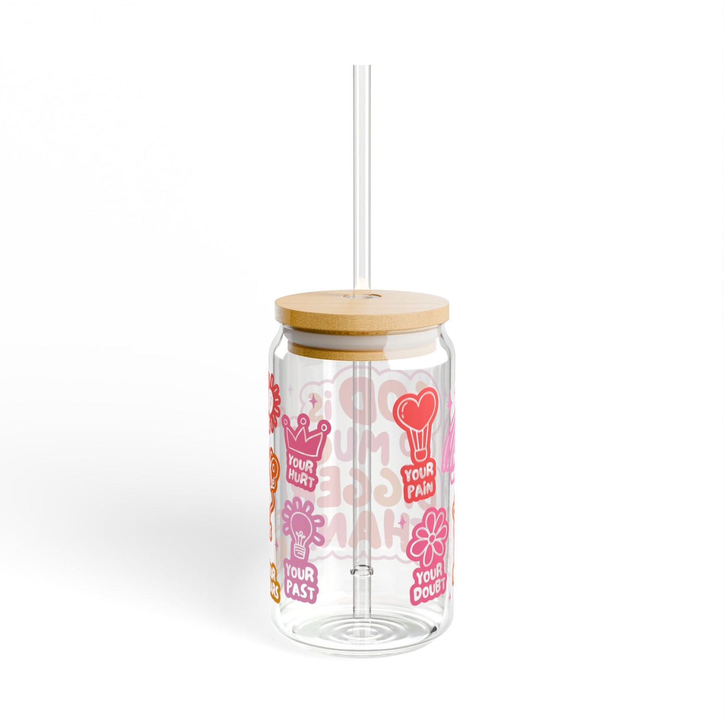God Is So Much Bigger Glass Cup | Christian Iced Coffee Tumbler with Bamboo Lid