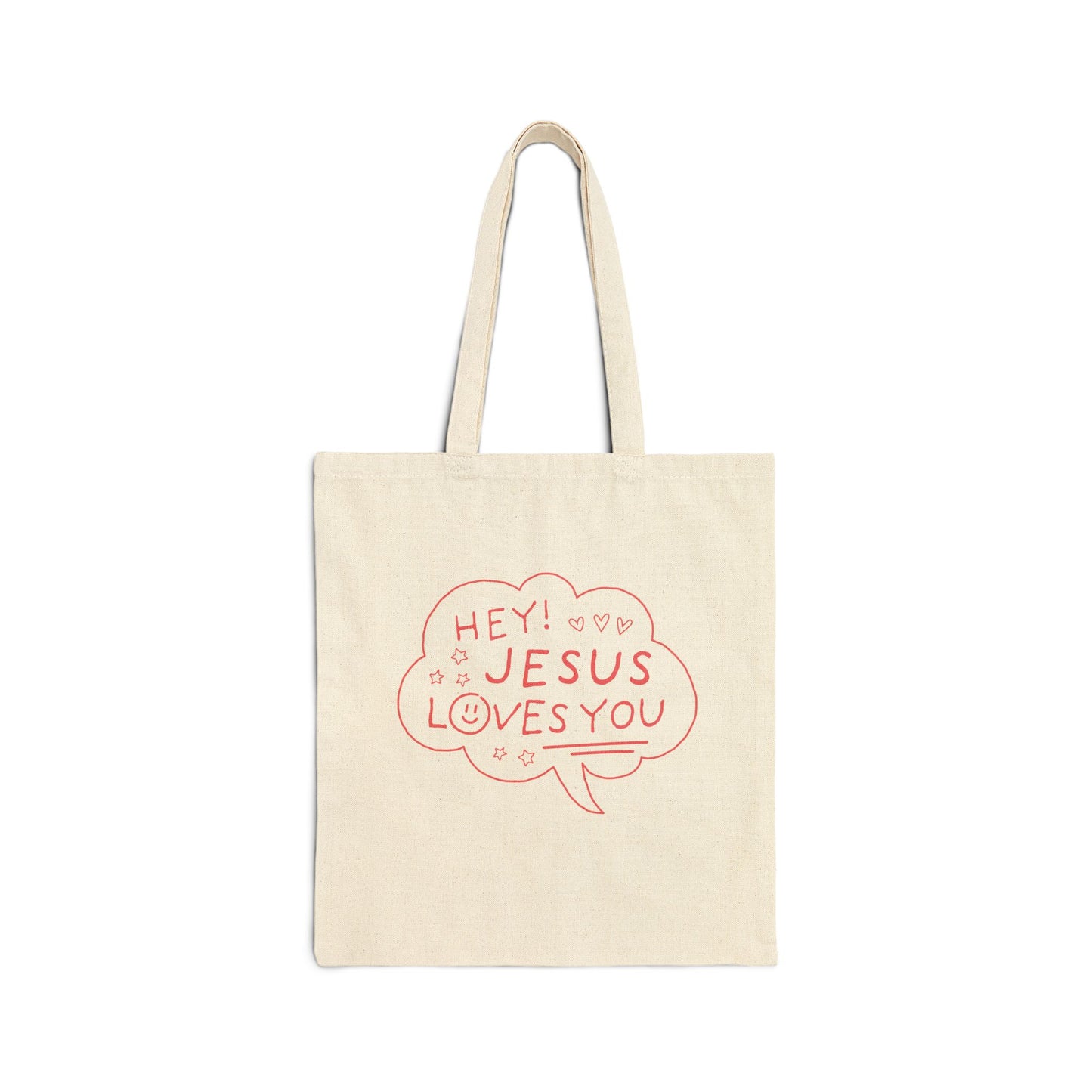 Hey Jesus Loves You Tote Bag — Cute Christian Canvas Bag