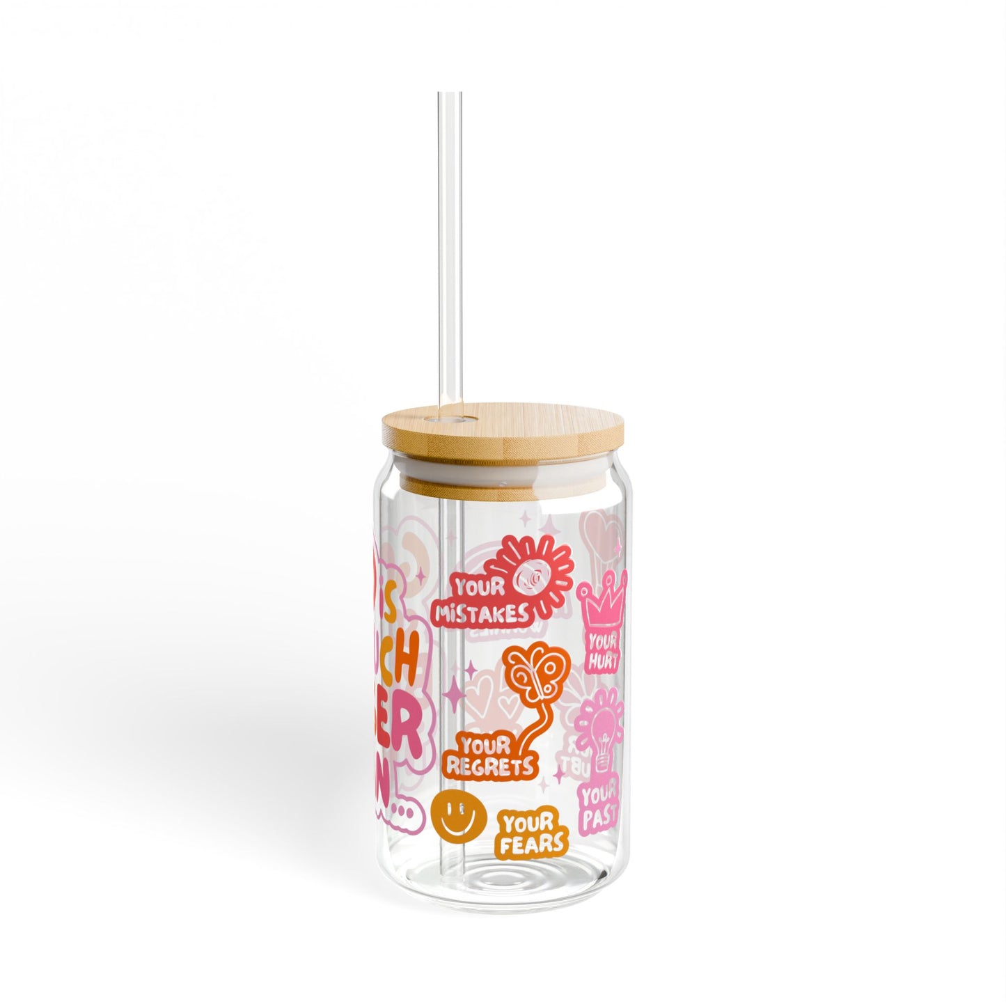 God Is So Much Bigger Glass Cup | Christian Iced Coffee Tumbler with Bamboo Lid