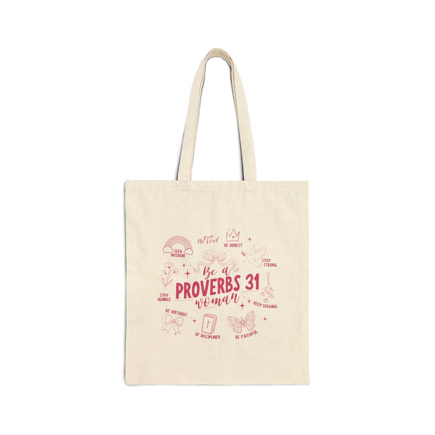 Proverbs 31 Cotton Tote Bag – Inspirational Christian Grocery & Bible Study Tote