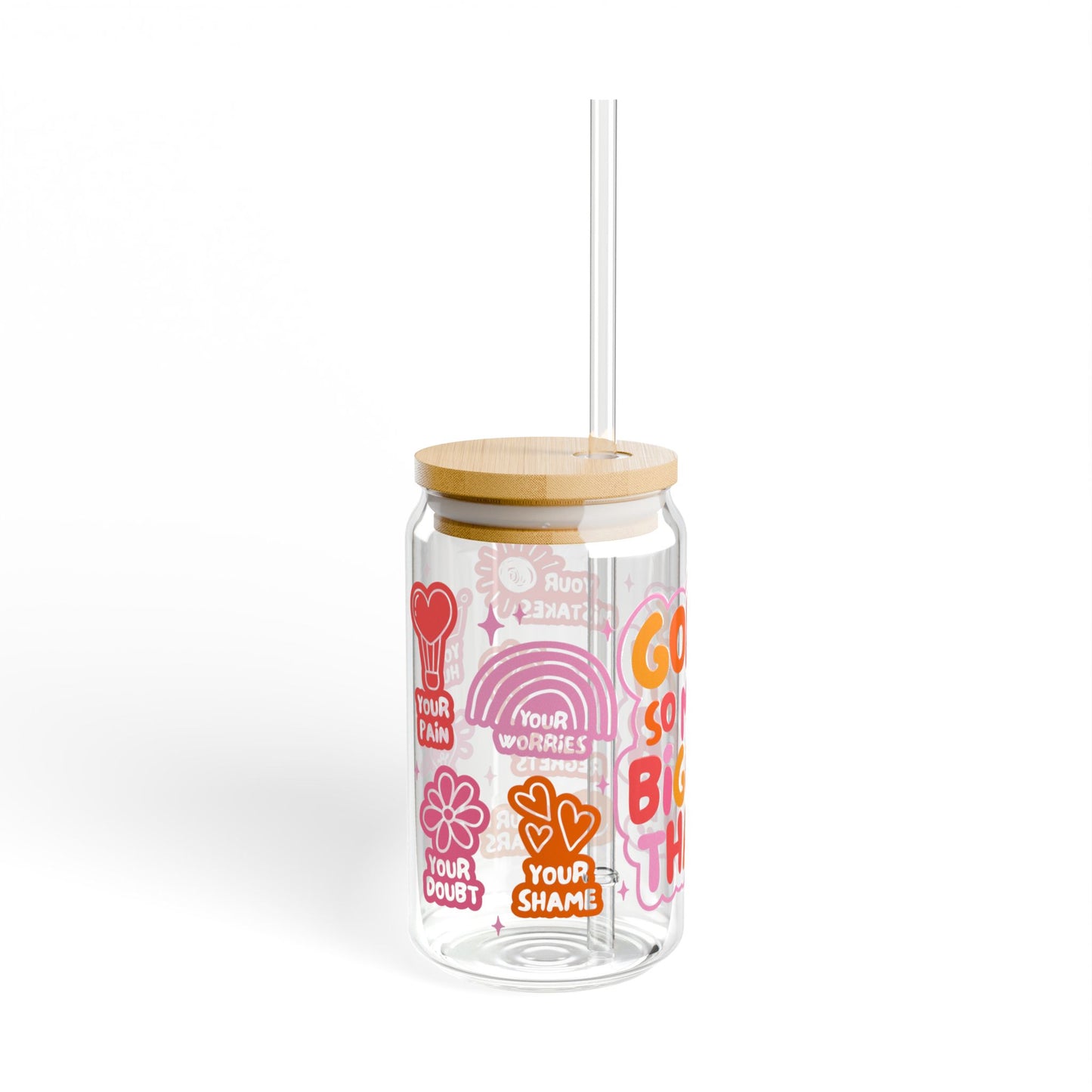 God Is So Much Bigger Glass Cup | Christian Iced Coffee Tumbler with Bamboo Lid
