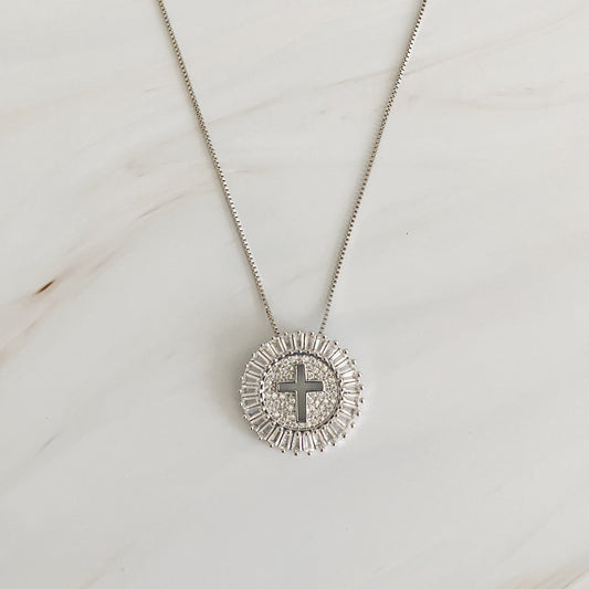 Gold Circle Cross Necklace