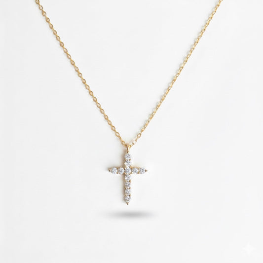 18K Gold Dipped Sterling Silver Cross Necklace