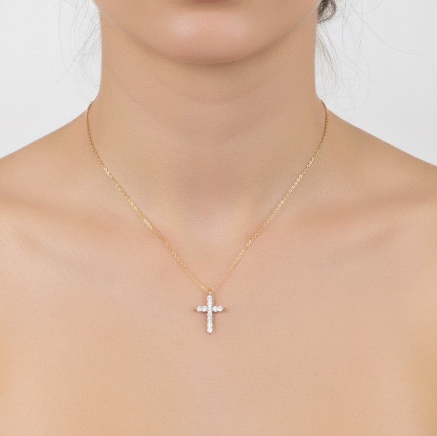18K Gold Dipped Sterling Silver Cross Necklace