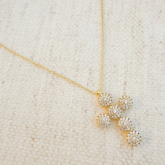 Dainty Sparkle Cross Necklace – Gold Minimalist Christian