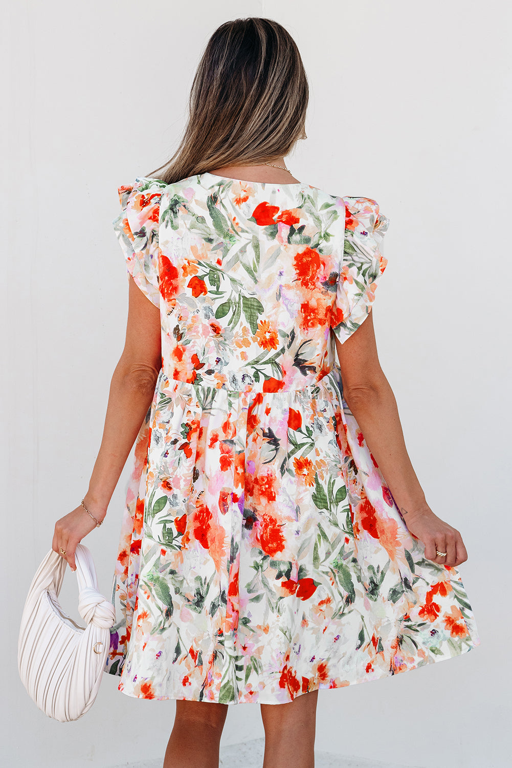 Salem Floral Ruffle Sleeve Mini Dress – Empire Waist Spring Dress